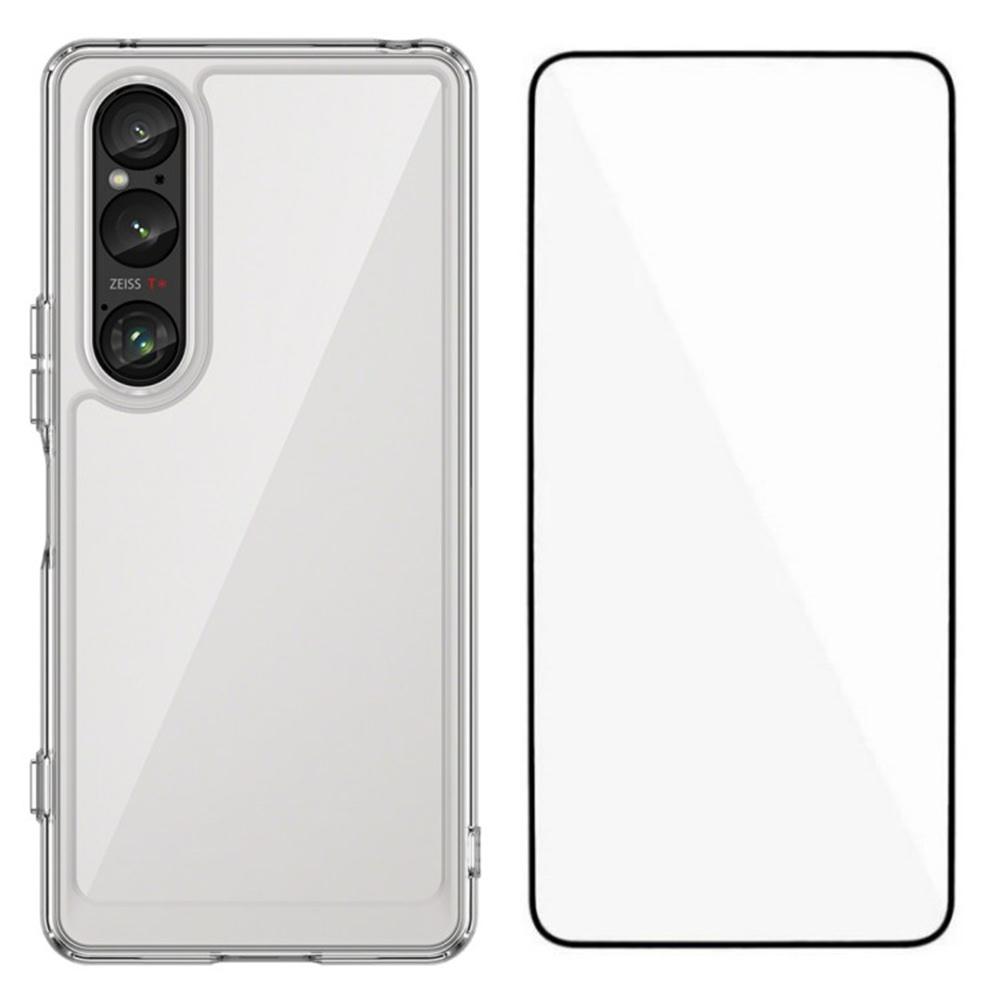 

WANLONFENG Серия MF для Sony Xperia 1 VI Чехол ТПУ+Акрил Прозрачная Накладка для Телефона с Защитной Пленкой из Закаленного Стекла A