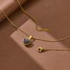 Heart-shaped Enamel Pendant Necklace: Light Luxury, Fresh Style, LUCKY Stainless Steel 18K Clavicle Necklace for Women
