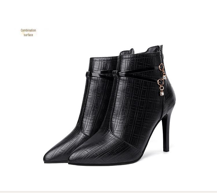 Stilettos i fransk stil: Eleganta Damskor med Spetsig Tå och Hög Klack för Höst och Vinter - Nude Mode Smala Stövletter