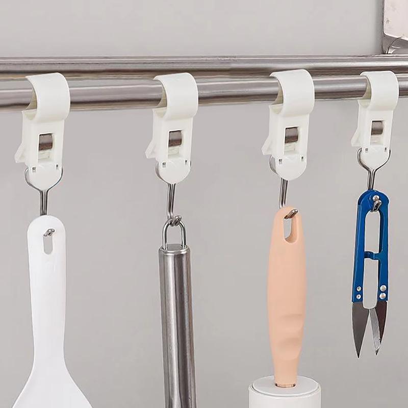 4pcs Clip Hooks Tube Clamp Hook Kitchen Bathroom Multi-function Hanger Hook For Clothes, Bags, Towels, Homes, Kitchens Bathrooms