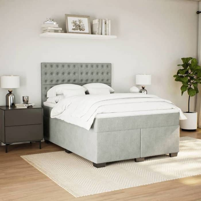 Maison Exclusive - Sommier à lattes de lit et matelas Gris clair 160x200cm Velours