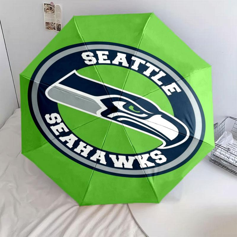 Seattle Seahawks pattern, automatic folding umbrella, portable and foldable design, 8 ribs, a Christmas or birthday gift.