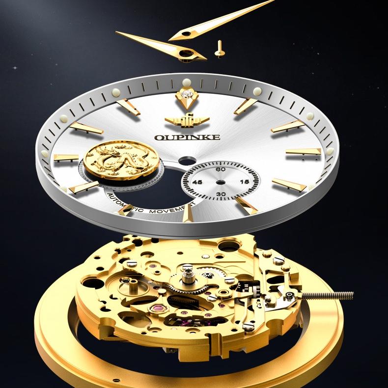 OUPINKE Hodinky Automatické mechanické hodinky Steel Business Vodotěsné pánské hodinky Pánské hodinky