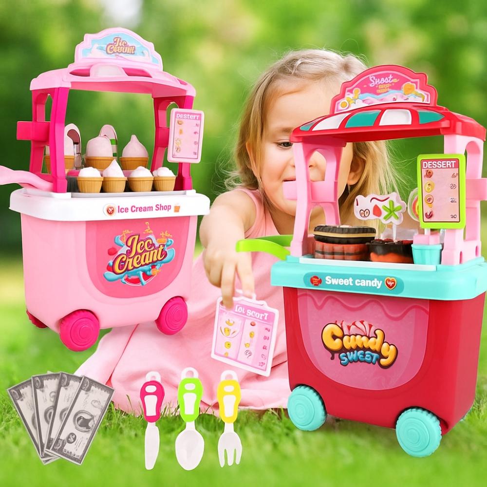 24pcs Removable Storage Children's Pretend Play Toys Ice Cream Parlour Toy Set  Kid's Activity