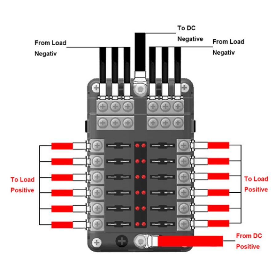 12-Way Blade Fuse Box Block with Indicator