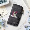 Skull Rose Pattern Long Wallet Multi Card Slot Coin Purse