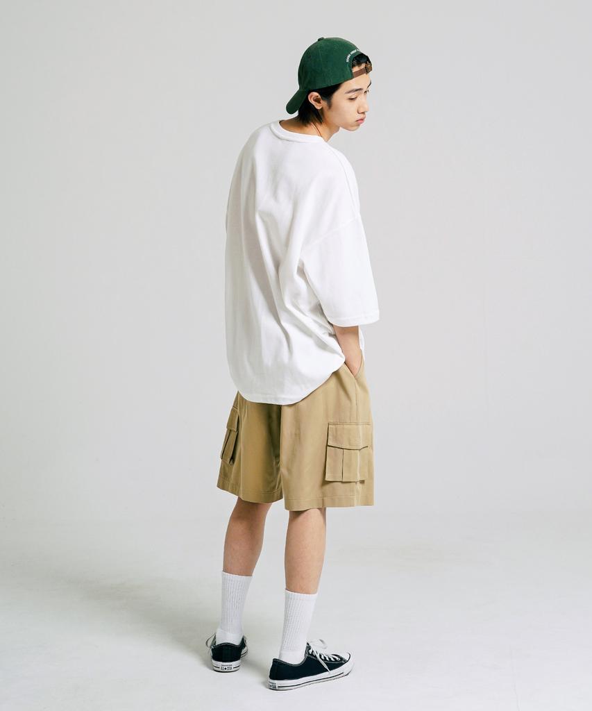JEMUT Link Double-Pleat Cargo Shorts 5-Piece Set Beige Kjsp2484