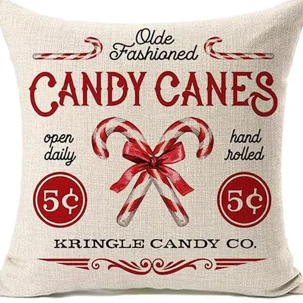 Merry Christmas Decor Cushion Cover 45x45 cm Pillow CaseCartoon Reindeer Santa Claus Printed Throw Pillowcase Linen Pillow Cover
