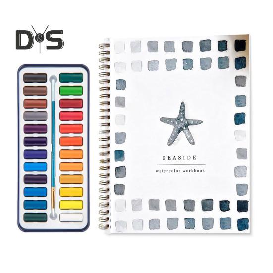 

Рабочая тетрадь по акварели 24 цвета Набор для акварельной живописи с кисточками Раскраска по воде в спиральном переплете Художественное ремесло Подарки для начинающих 24 colours