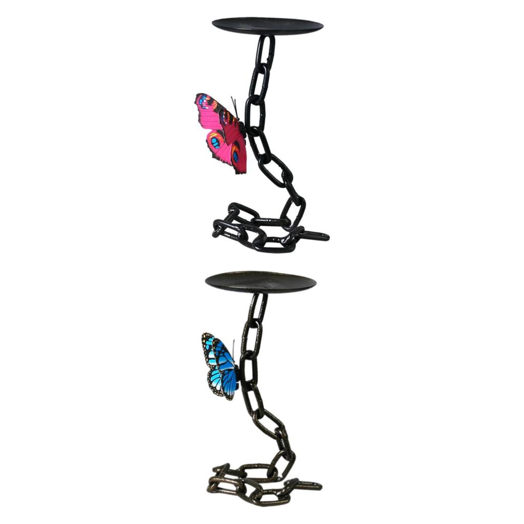 Decorative Iron Candle Holder Butterfly Chain Table Ornament Creative Centerpiece for Bedroom Wedding Party Holiday Celebration
