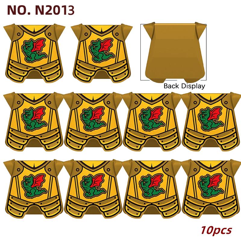 

10 шт. MOC Средневековый военный жилет Строительные блоки Рыцарские доспехи Аксессуары Кирпичики Игрушки Подарок