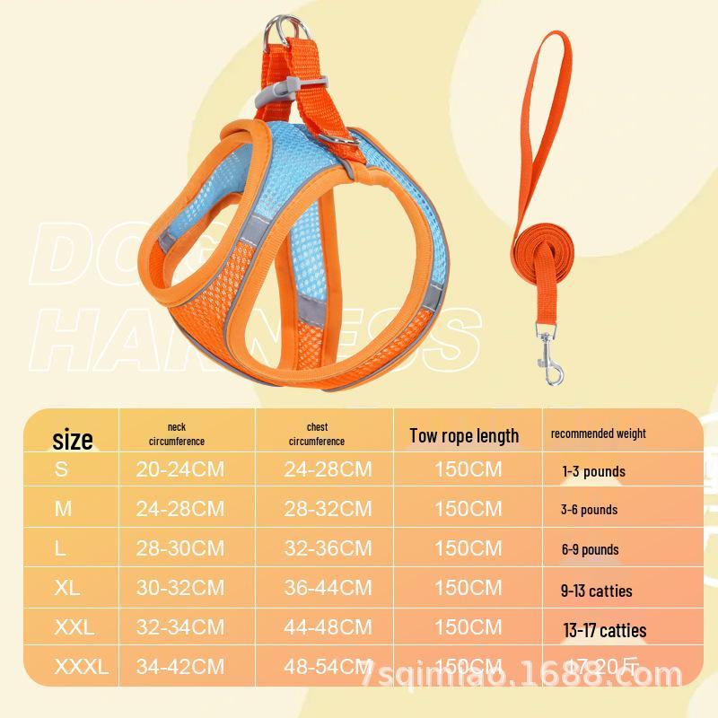 Reflective Vest-Style Pet Harness with Leash - Breathable for Cats & Dogs