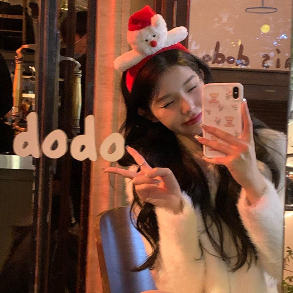 Elk Hair Hoop Antlers Headband Christmas Decoration Red Christmas Hat  Festival Decoration