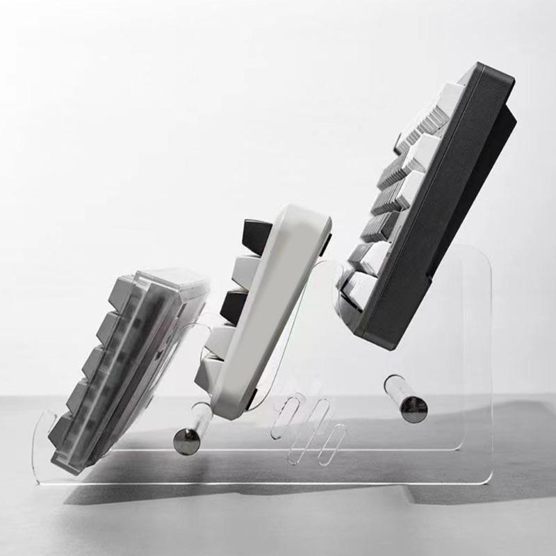 Clear Acrylic Tiers Keyboards Holder Detachable Modern Design Sturdy Platinums Iron Base For Workspaces Organization