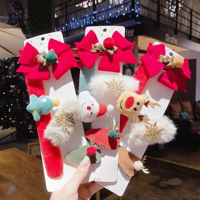 Santa Hat Snapping Circle Children Cute Christmas Hairpin Set Girl Baby Snowman Elk Bb Clip