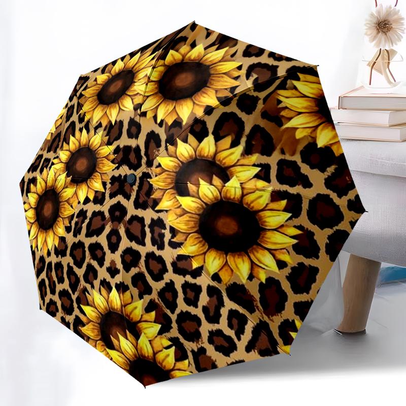 Flower Automatic Folding Umbrella Compact 8-Rib Design Durable Plastic & Iron for Outdoor Daily Use Gift for Friends & Family