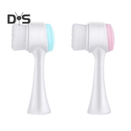 2-In-1 Face Cleansing Brush Double-sided Silicone Soft Bristles Makeup Removal Exfoliating Deep Pore Cleaning Manual Face Wash Scrubber Facial