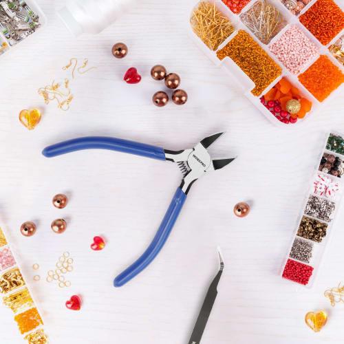 WORKPRO 130mm Plastic Nippers, Mini Nippers with Spring, Small Precision Nippers, Diagonal Pliers, Wire Nippers for Cutting Mild Steel and Copper Wire