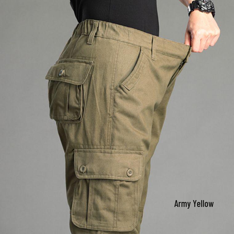 Spring and Autumn Men's Multi-Pocket Casual Pure Cotton Loose Straight-Leg Trousers