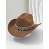Unisex Elegant Jazz Fedora Hat With Tassel Rhinestone Belt Wedding Engagement