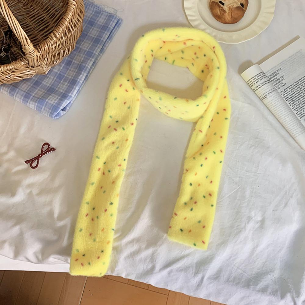 

Korean Style Cashmere Knitted Scarf Narrow Winter Neck Warmer Dopamine Dot Scarf Autumn Winter жёлтый