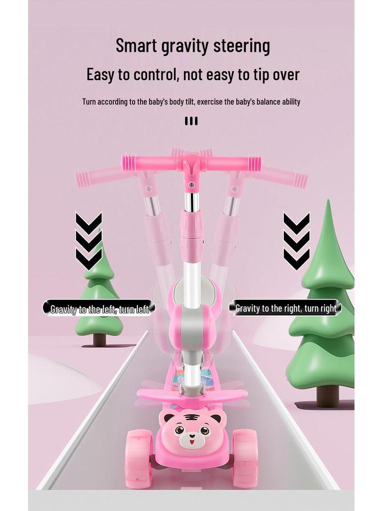 3-in-1 Children's Scooter with Seat for Ages 1-12, Suitable for Boys and Girls