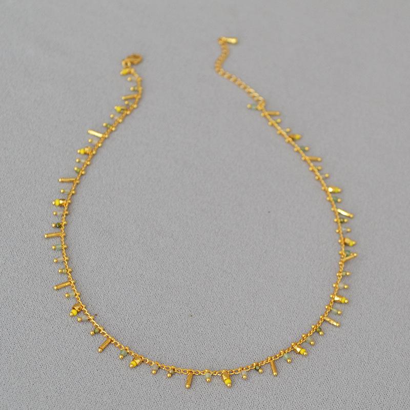 

Korean Minimalist Irregular Spikelet Rice Bead Tassel Necklace for Women