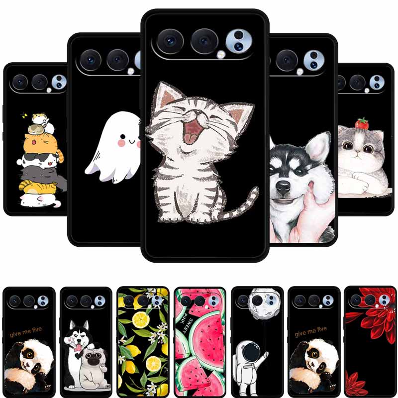 Black Silicone Case For Honor 500 Pro 5G Cases 6.55" Cartoon Animals Soft TPU Back Cover For Honor 500Pro 2025 Case Coque Fundas