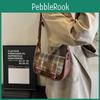 Chic And Stylish 2024 Winter Plaid Crossbody Bag In Khaki Plaid Brown With Sewing Thread Detail