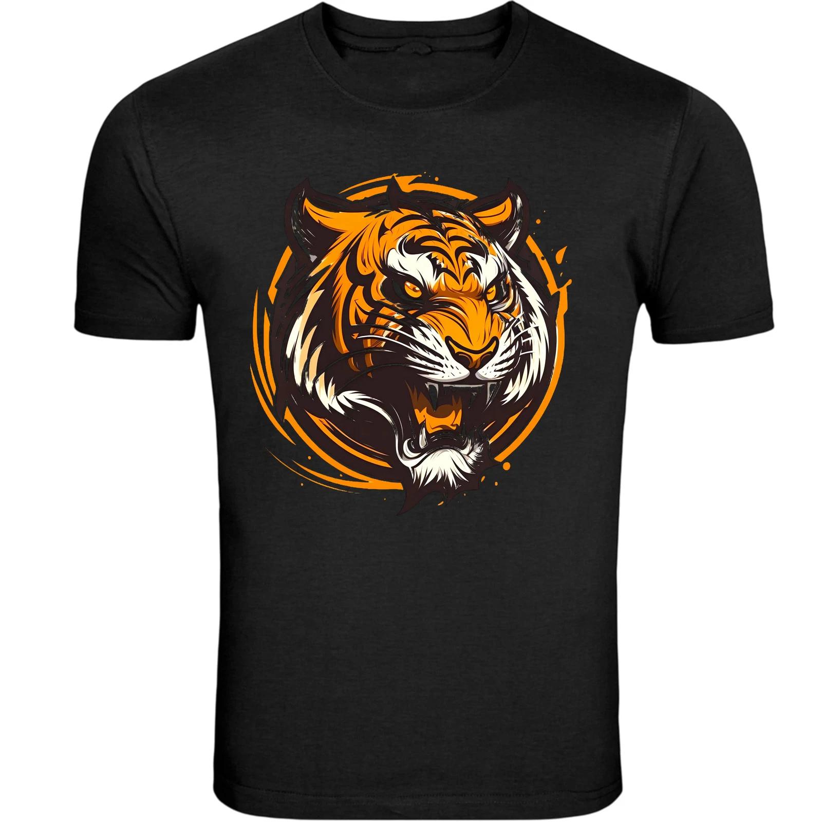 Angry Tiger Black and White Unisex T-Shirt Tee S -5XL S