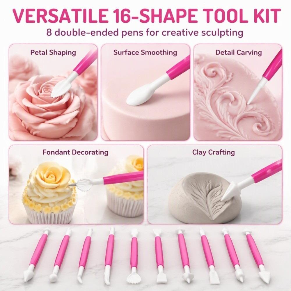8Pcs Fondant Decorating Tool Set Double Ended Cake Decorating Tools Kit  For Beginners