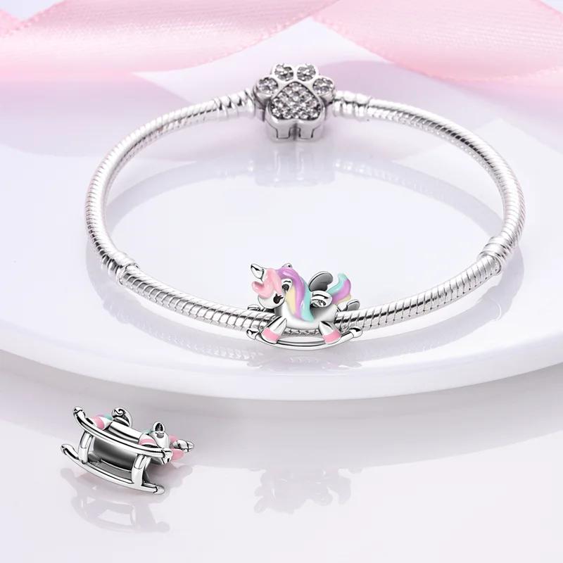 Charms Copperdreamy Unicorn Rocking Chair Beads Fit Charms Plataoriginal Bracelet Beads Women Jewellery Making Diy