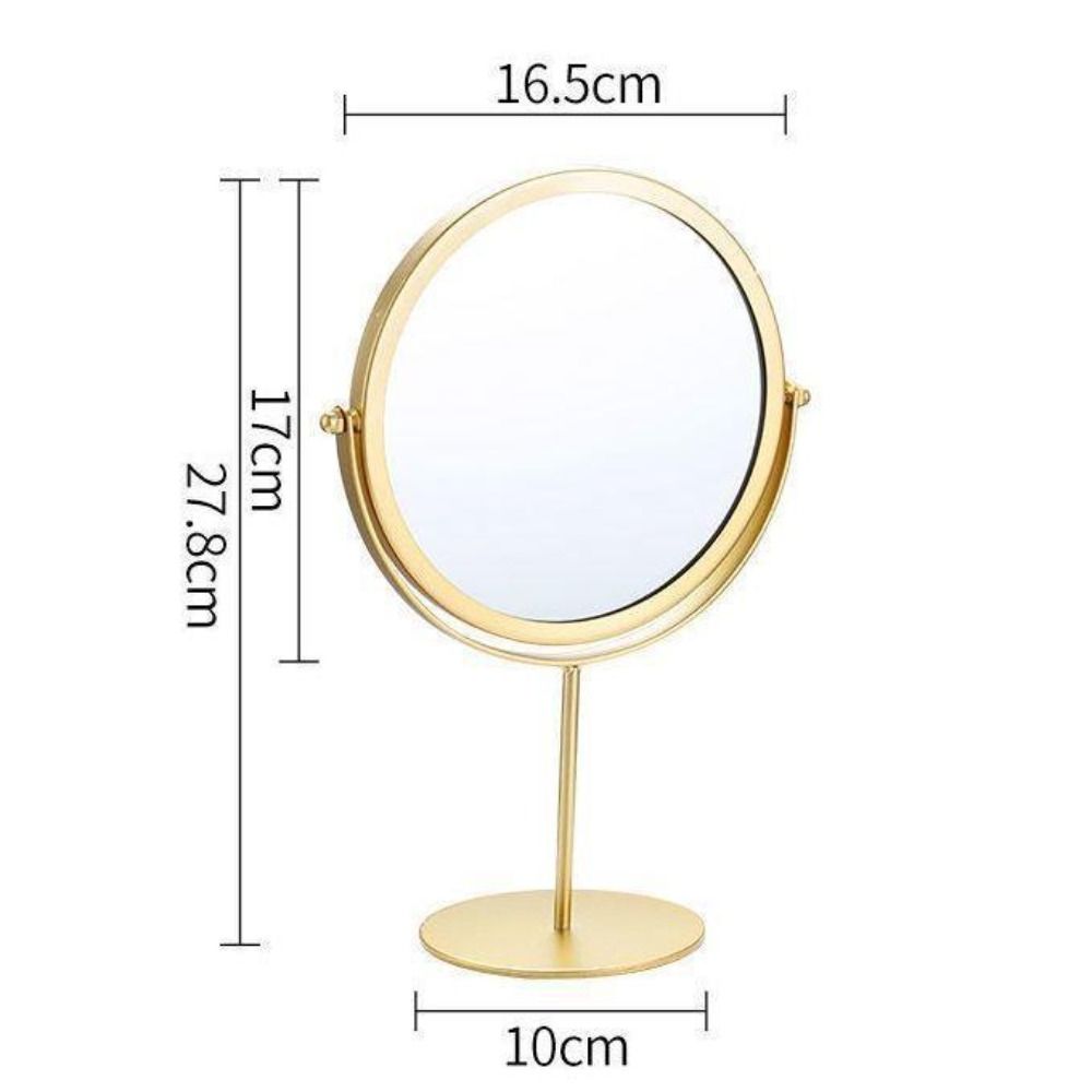 Metal Makeup Mirror with Stand Round Dressing Mirror Retro Desktop Mirror  Bedroom