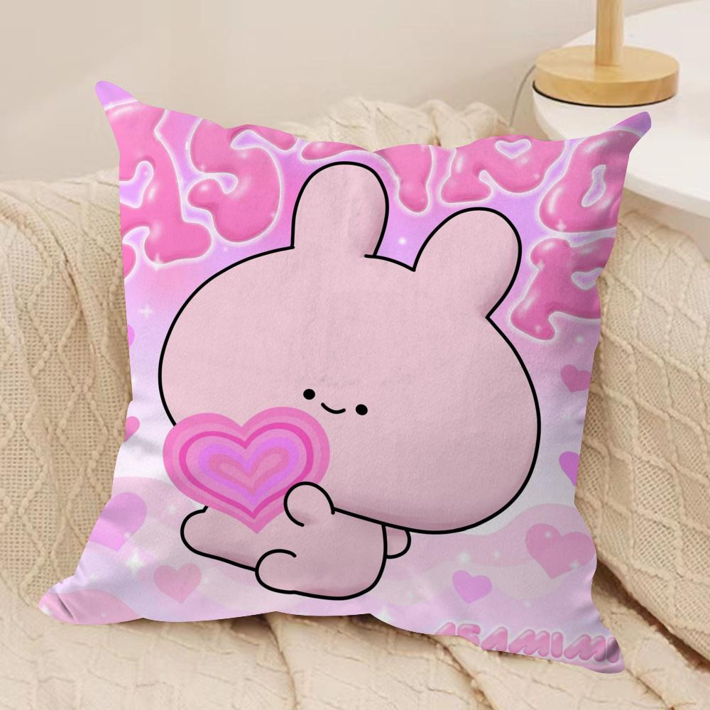 Cartoon Cute Asamimichaan Cushion Cover Silky Short Plush DoubleSided Printed Pillow Case for Sofa All Seasons Home Decor Gift