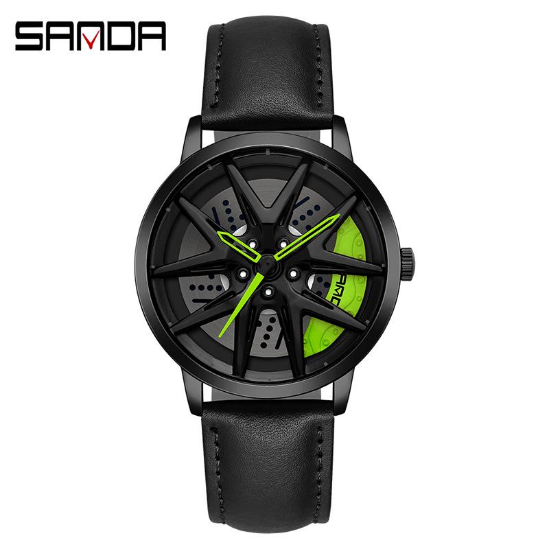 Classic Men's Quartz Watch - Car Wheel Style, Steel Band, Trendy & Casual