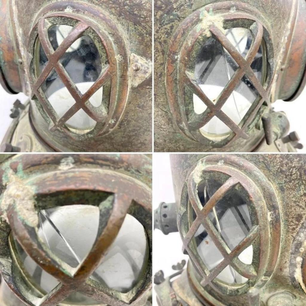 Yokohama Diving Clothing Antique Style Brass Diving Helmet | Vintage Marine Diver Helmet Decor | Nautical Collectible Display Helmet