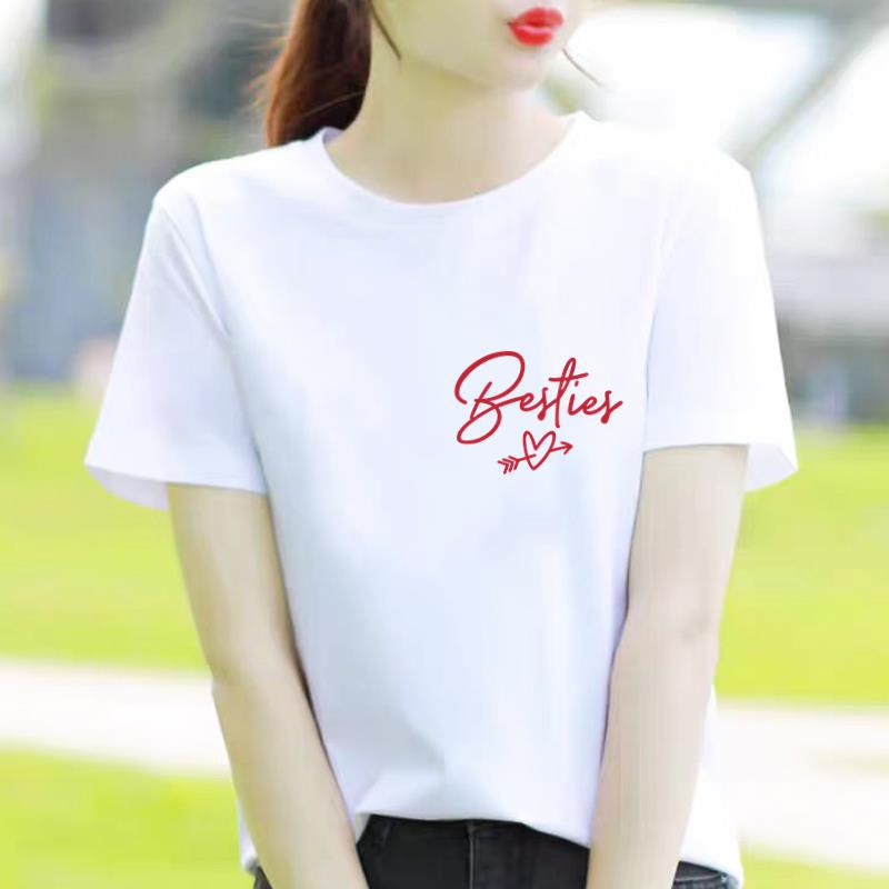Bottom Shirt Ins Sweet Simple Flowers Round Neck Wear FeUnisex Print Fashion Internet Celebrity Commuter Shortsleeved Tshirt