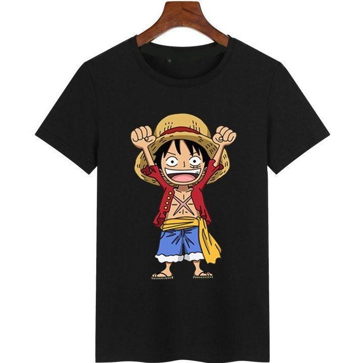 ONE PIECE Short Sleeve T-Shirt Men's Luffy Essolon Half Sleeve Clothes Men's and Women's Summer Bottom Shirt