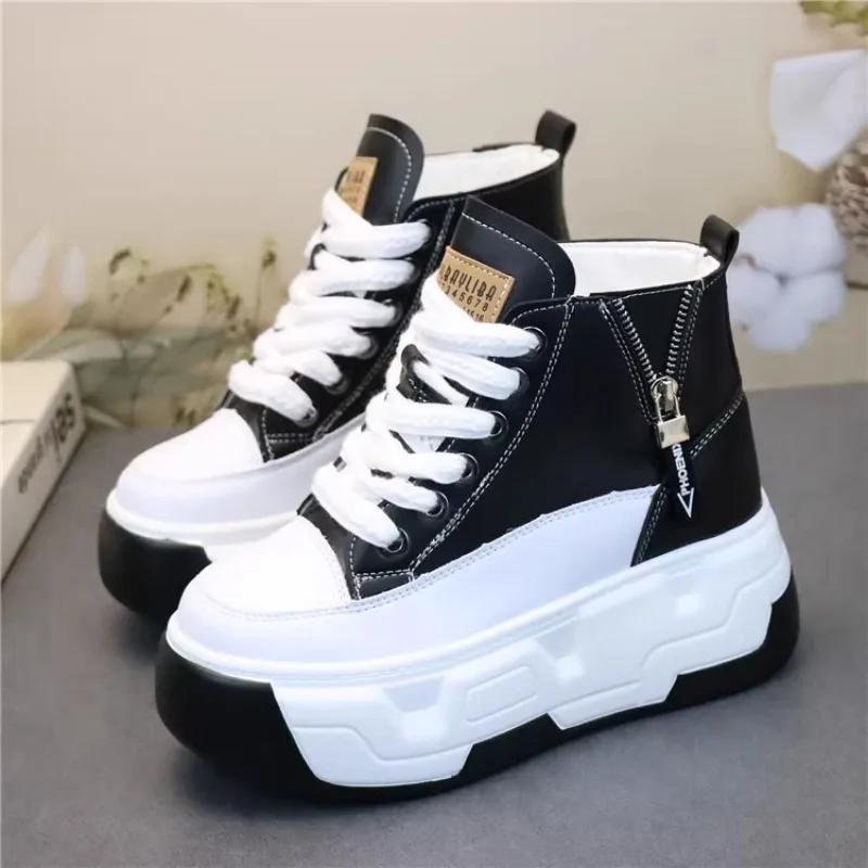 Fashion 10cm Women Casual Shoes Platform Wedge Women Fashion Sneakers Chunky Shoes Spring Autumn Vulcanize Skateboard