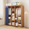Floor-Standing Wardrobe with Curtain for Bedroom Storage, Easy Assembly, Space-Saving Design.