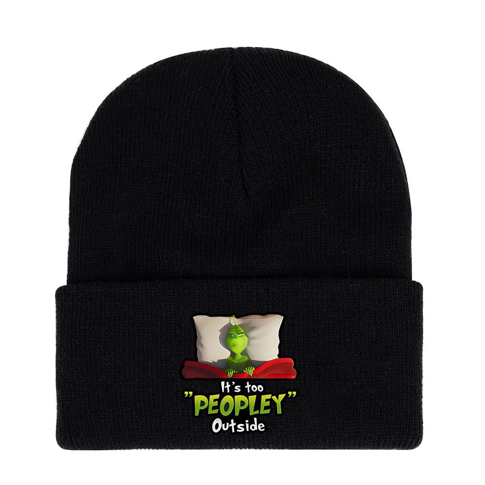 The Grinch Print Knit Hat With Earmuff Protection For Winter Warmth And Unisex Use