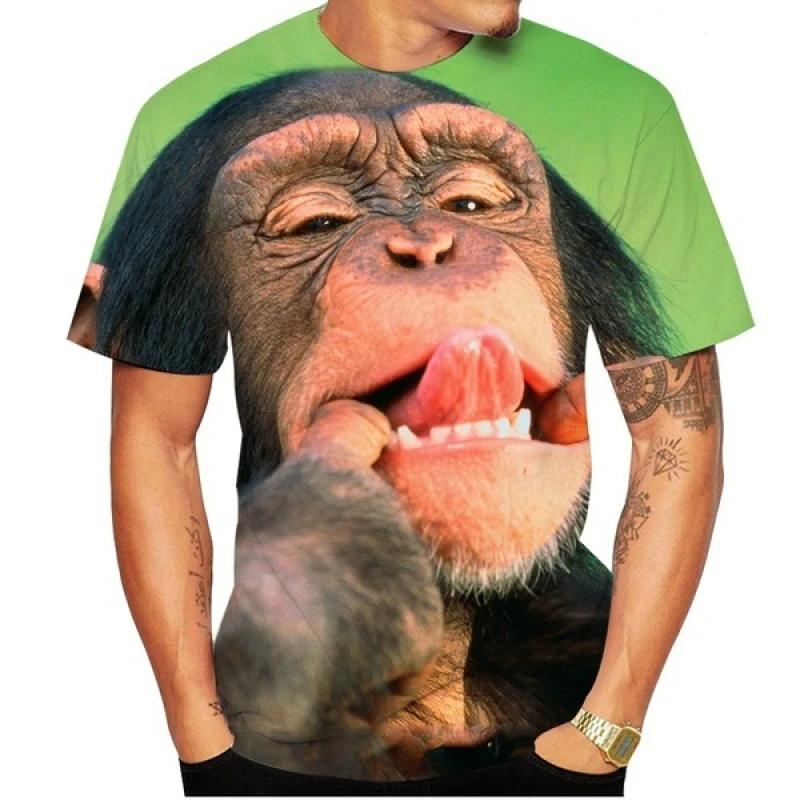 Herren T-Shirts Für Männer Kleidung Übergroßes Lustiges T-Shirt Gorilla Grafik 3D Gedruckt Sommer Freizeit Kurzarm Tops Lockere T-Shirts