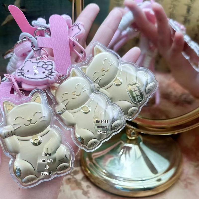 999 Pure Gold Lucky Cat Money Tree Keychain: Charming Cartoon Bag Pendant Gift for Girlfriend or Best Friend