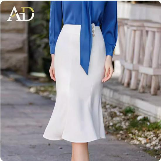 

Комплект: синяя рубашка на шнуровке и юбка «рыбий хвост» - весенне-летний стиль «темпераментная богиня» L