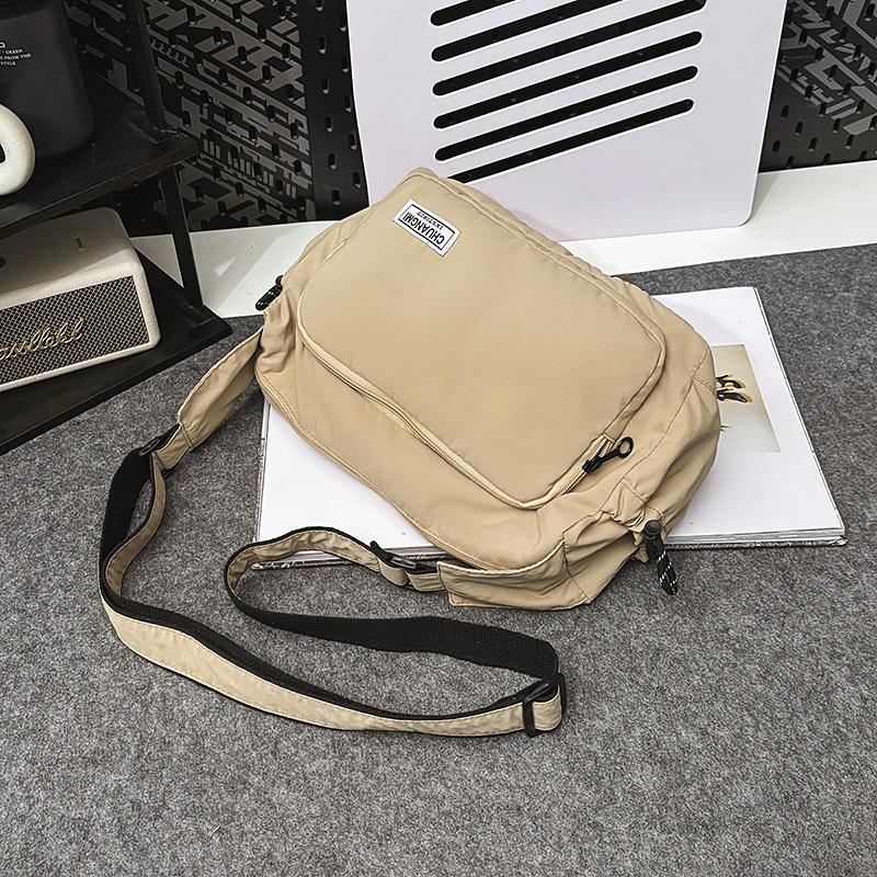 

Literary messenger bag, messenger bag, trendy fashion and simple nylon cloth tote bag, men s and women s youth casual shoulder backpack хаки