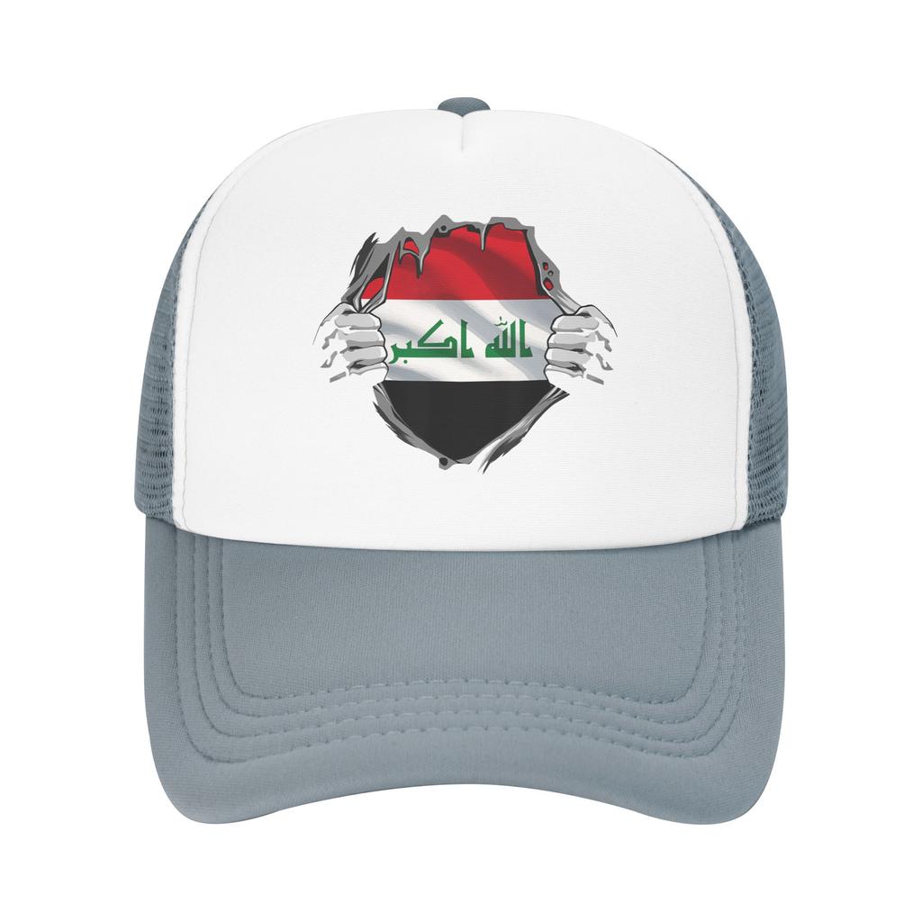 Iraq Flag Proud Iraqi Mesh Baseball Cap Unisex Fashion Trucker Worker Cap Hats Adjustable Fishing Hat Summer Trucker Hats