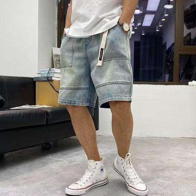 Men's Summer Hip-hop Loose-fit Denim Shorts, Japanese-style Casual Workwear Five-inch Shorts