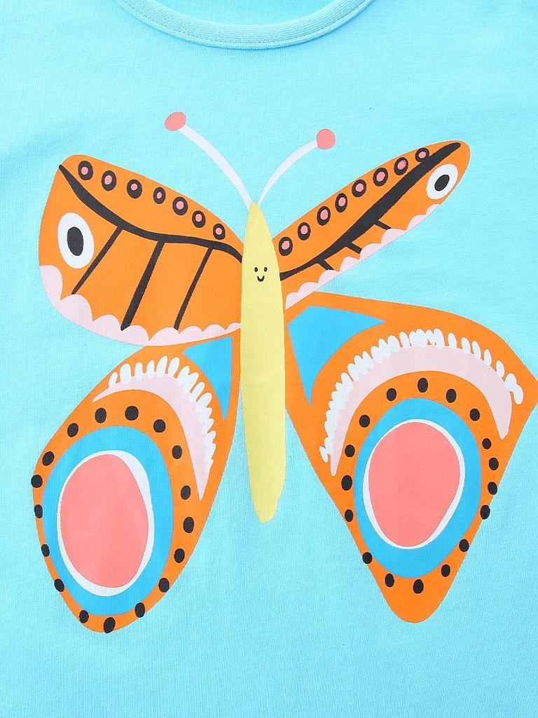 Girls' European Style Butterfly Print Short Sleeve T-shirt - Summer Collection