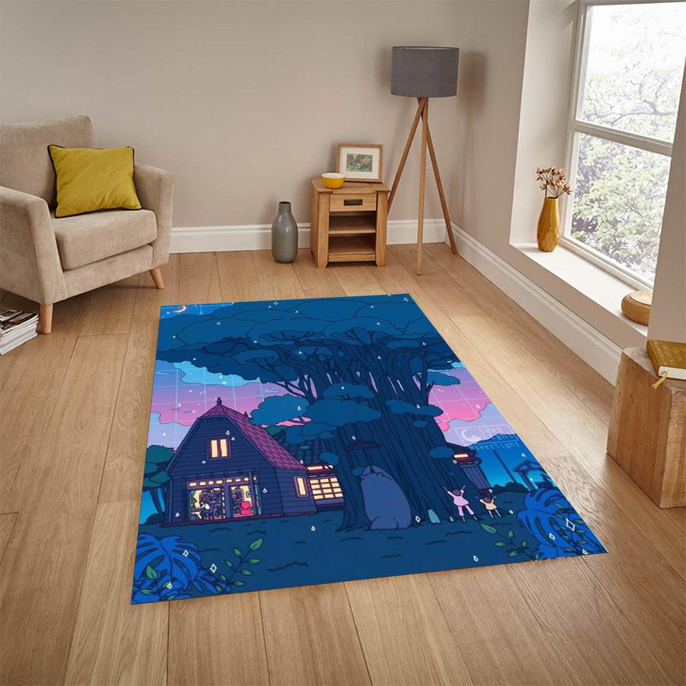Japońskie Anime Scena Nocna Dywany Mata Podłogowa do Zabawy dla Dzieci Super Nadruk Dywany Nowoczesny Wystrój Salonu Domowego Zmywalny Dywan Podłogowy
