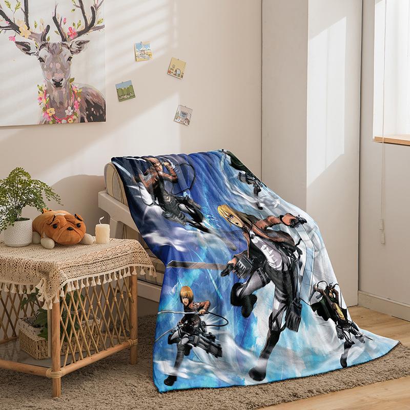 Cartoon Attack On Giant Series Double Sided Flannel 3D Digital Printing Blanket Cover